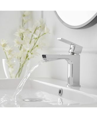 Drip-Free Waterfall Low-Arc Single Handle Modern Bathroom Sink Faucet with Drain Assembly