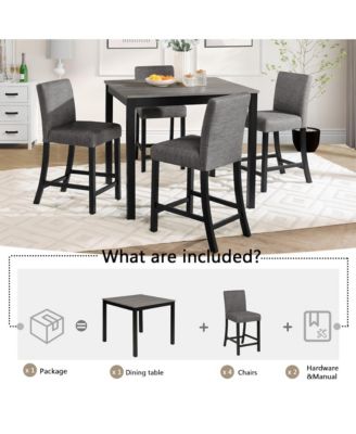 5 Piece Counter Height Table Set with 4 Chairs for Kitchen or Dining Room