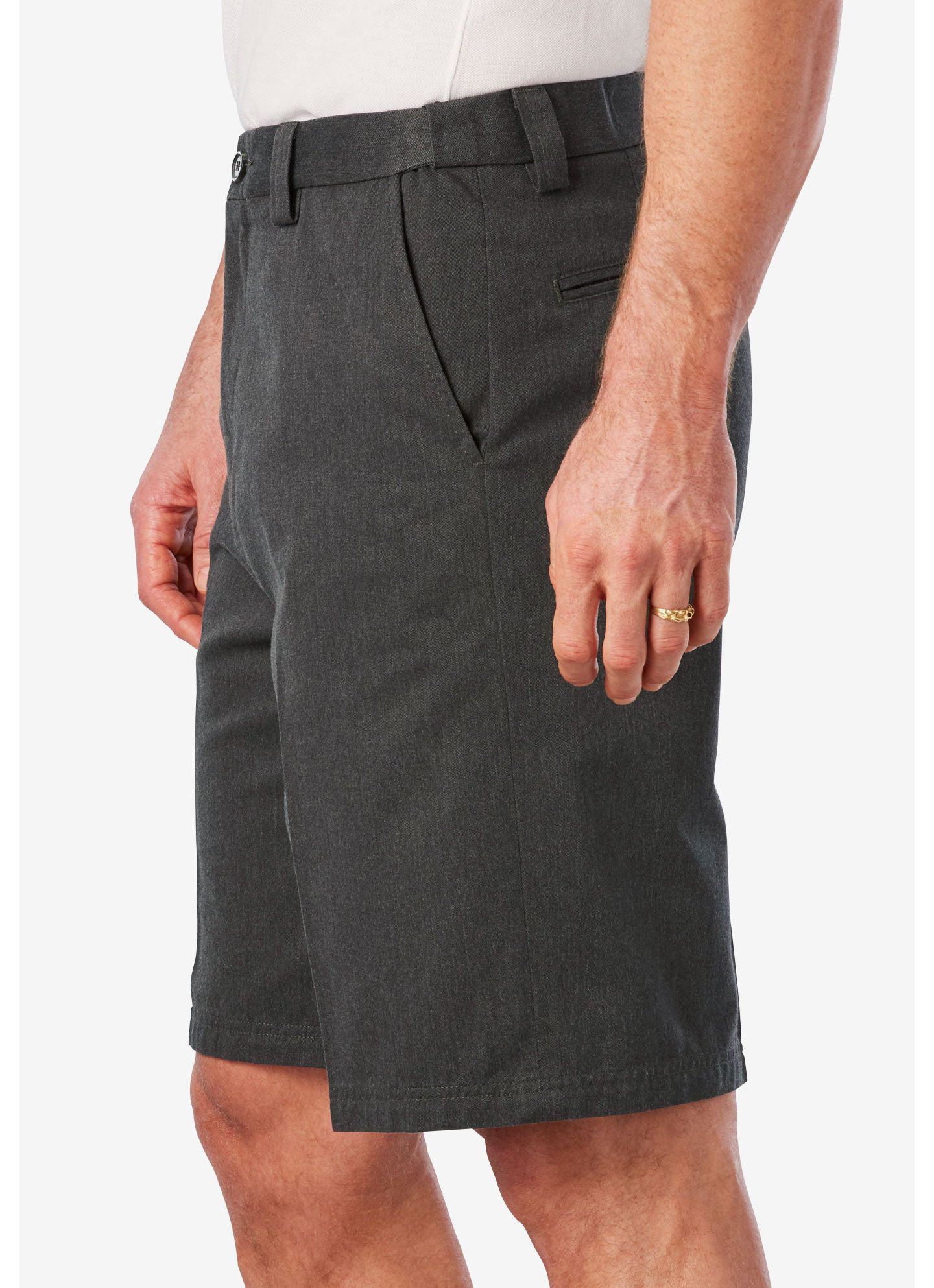 Мужские шорты KingSize Wrinkle-Free Expandable Waist Plain Front, цвет: Чёрный — фото 3