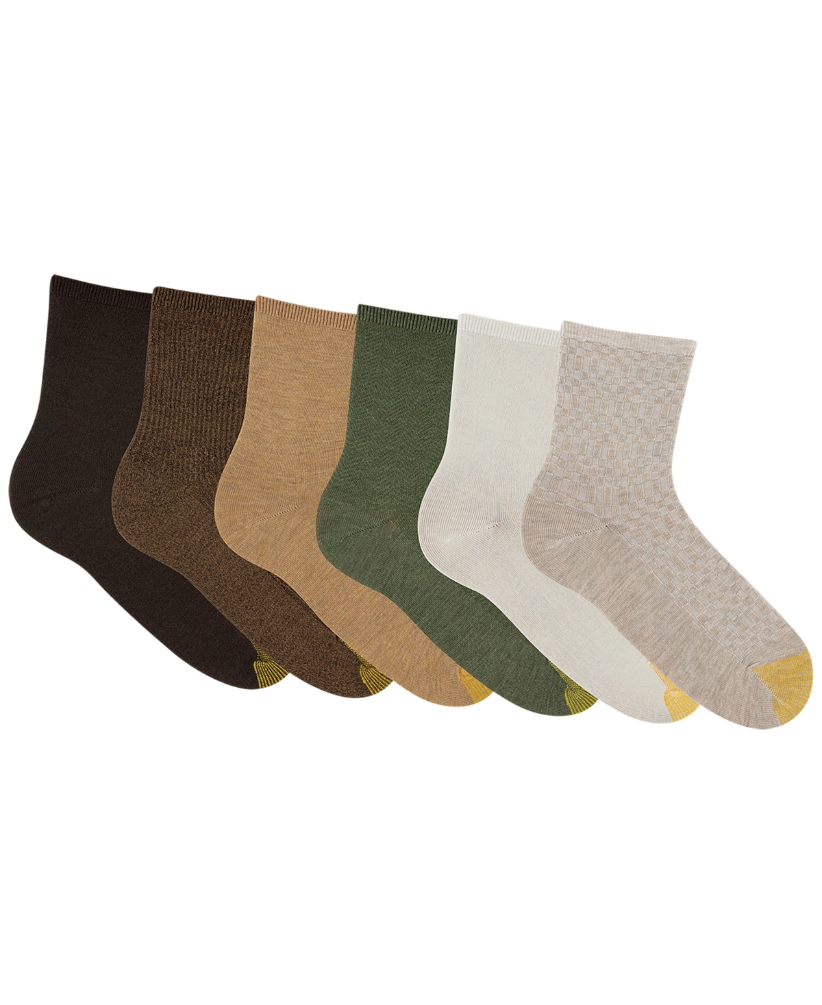 Gold Toe Women's 6-pack Check Texture Midi Socks In Multi