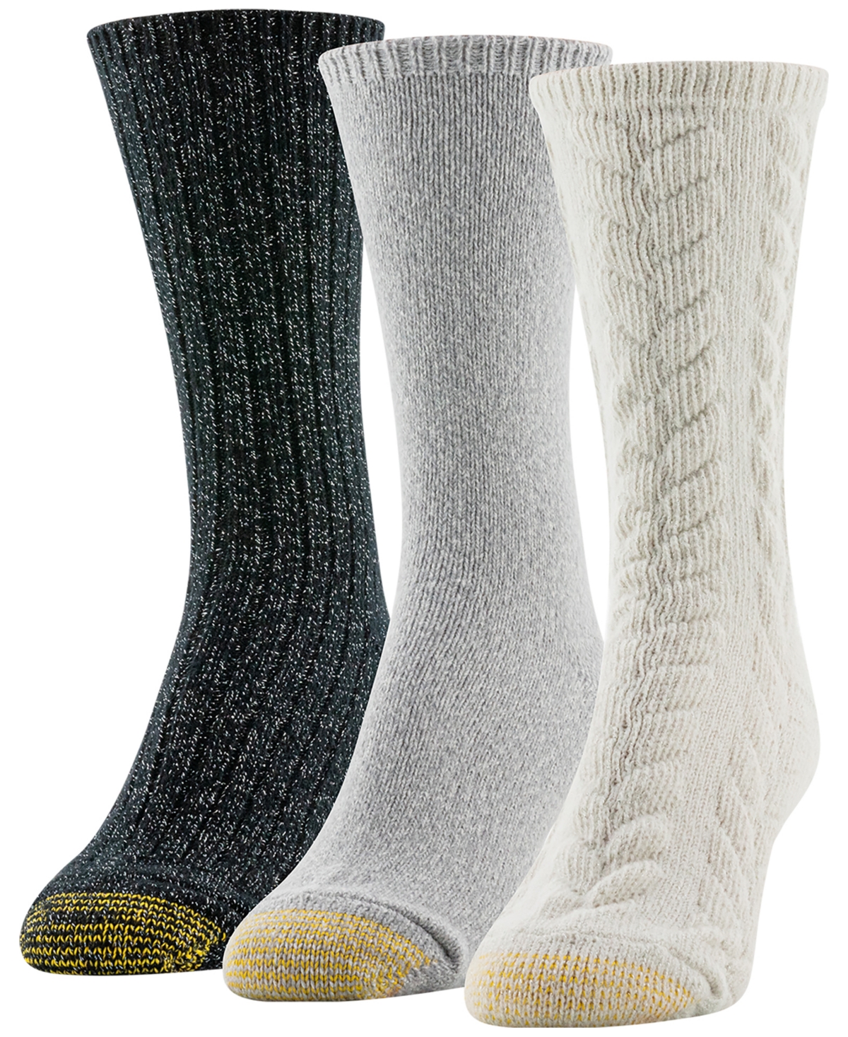 Gold Toe Women's 3-pack Chunky Cable Crew Socks In Multi