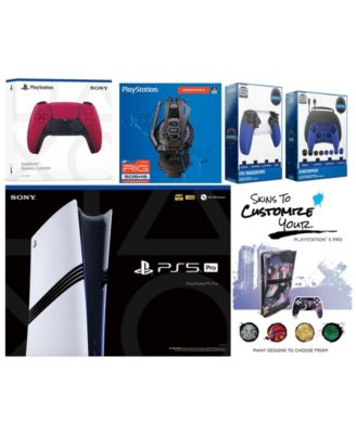 Playstation 5 Pro Bundle with Extra Volcanic Red Controller, Plantronics Headset, Pro Gamer Kit, Trigger Kit and MightySkins Decal Voucher Plus 1