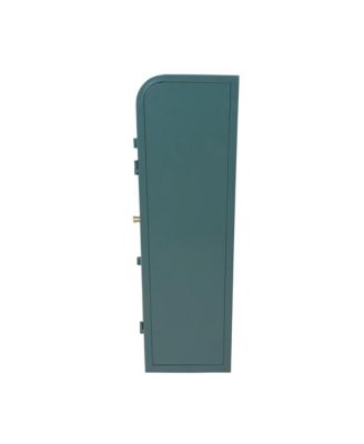 2-Door Wall-Mounted Metal Cabinet Tempered Glass Shelves