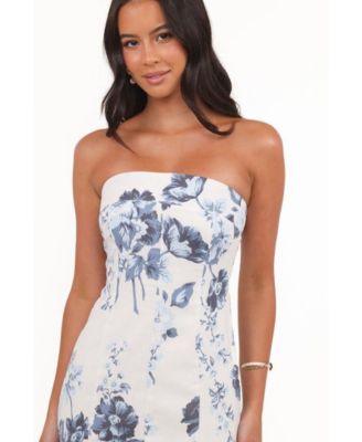 Women's Tamira Strapless Midi Dress - Blue Floral
