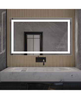 24 x 40 inch LED Lighted Bathroom Mirror, Wall Mounted Dimmable Makeup Vanity Mirror, Tempered Glass Anti-Fog Mirror, 3-Color Adjustable Warm/Natural/White Light, Horizonal & Vertical, ETL Listed