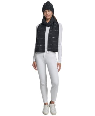 Women's 2-Piece Studded Beanie and Scarf Set