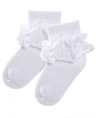 Girls' Layered Lace Cotton Blend Anklet Socks
