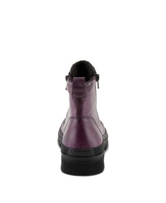 Hoylein Leather Combat-Style Boot with Double Zippers and Removable Insole