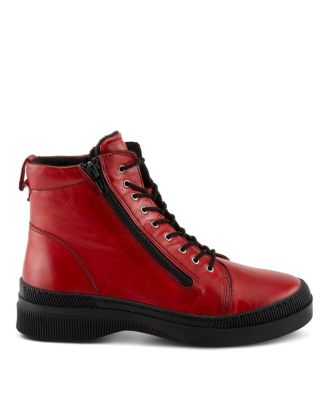 Hoylein Leather Combat-Style Boot with Double Zippers and Removable Insole