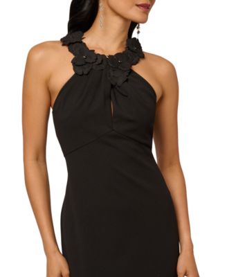 Petite Embellished Rosette Halter Gown 