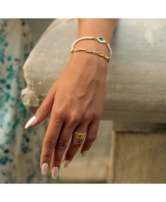 Sterling Silver Paperclip and Beaded Twisted Chain Bracelet