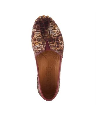 Kathaleta-Spice Metallic Croco Slip-On Leather Flats with Removable Insole & Arch Support