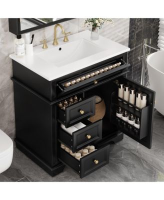 Bathroom Vanity with Sink Soft Closing Door Tip-Out Drawer and Three Drawers
