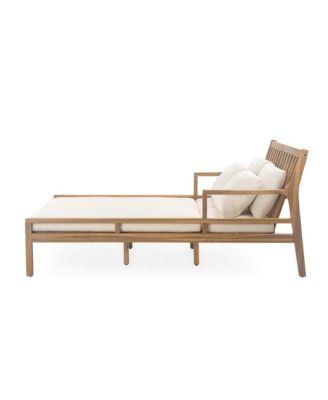 Teak Daybed Chaise Lounges 4 Pillows & Curved Armrests