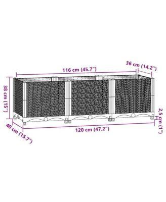 Durable Raised Bed Polypropylene, 47.2 x 15.7 x 15.0 in