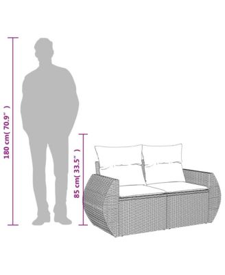 Garden Sofa Black PE rattan 2-seater Adjustable Feet