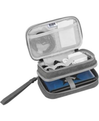 Gray Travel Case for Nintendo 3DS/3DS XL/New 2DS XL - Double Compartment Protective Carrying Bag with Accessory Storage