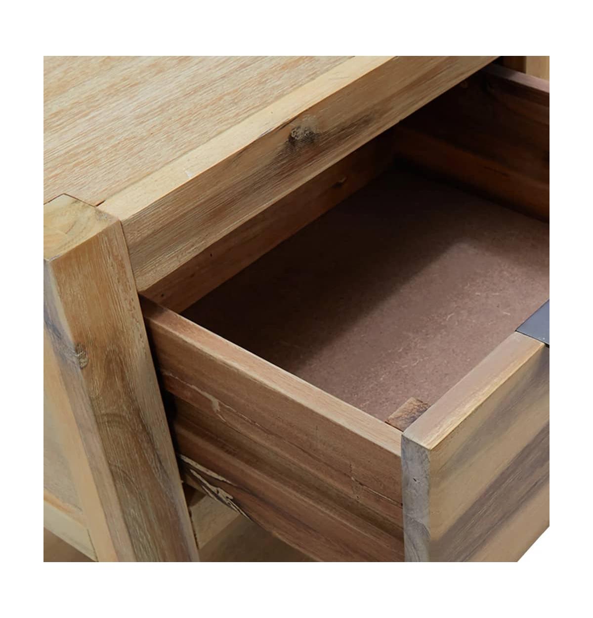 Nightstand Natural wood Solid Acacia wood, Mdf, Acacia veneer Small