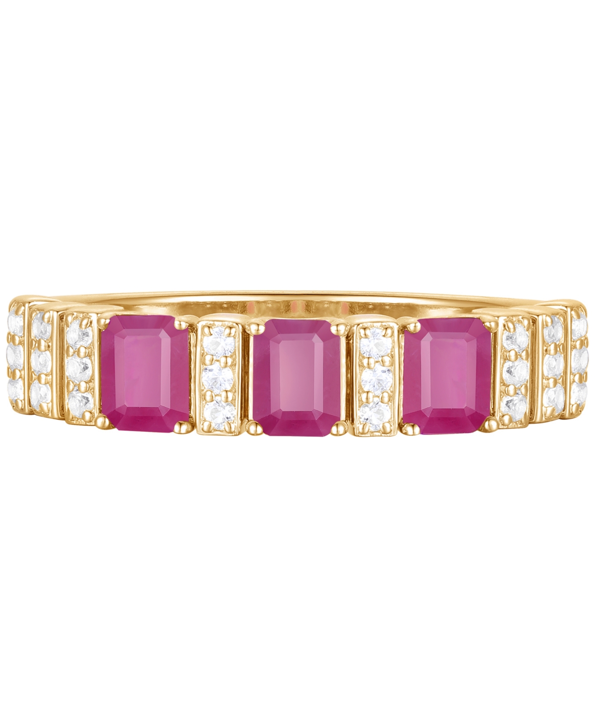 Macy's Gemstone And Diamond Ring (1/6 Ct. T.w.) In 14k Gold And White Gold In Gold