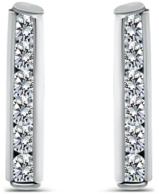 Cubic Zirconia Set Bar Post Earrings (5/8 ct. t.w.) in 18K Gold Over Sterling Silver, Macy's Exclusive