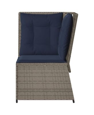 Patio Sofa Gray, Navy Blue PE Rattan, Powder-Coated Steel Medium