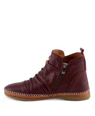 Pomeroy Leather Booties with Basketweave Toe and Lightweight Flexible Sole
