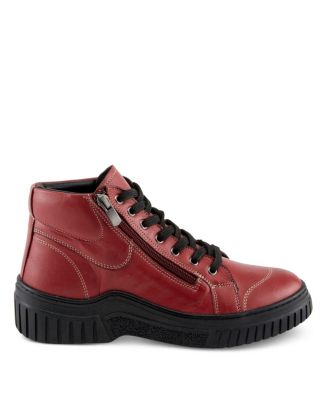LOEVA Leather High-Top Sneaker Boot with Removable Insole and Zipper Access