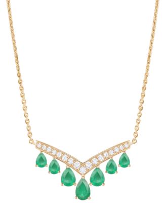 Gemstone and Diamond Necklace (1/3 ct. t.w.) in 14K Gold (also in 14K White Gold)