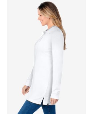 Women's Plus Size Long-Sleeve Polo Shirt