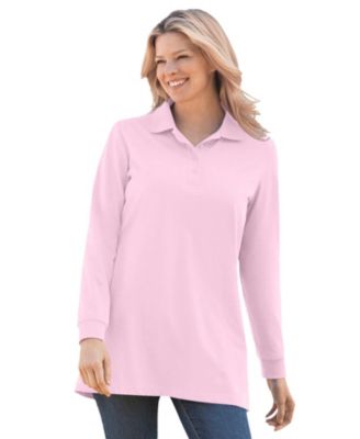 Women's Plus Size Long-Sleeve Polo Shirt