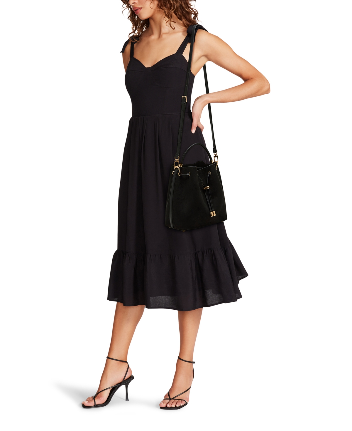 Anne Klein Convertible Strap Small Bucket Bag In Black