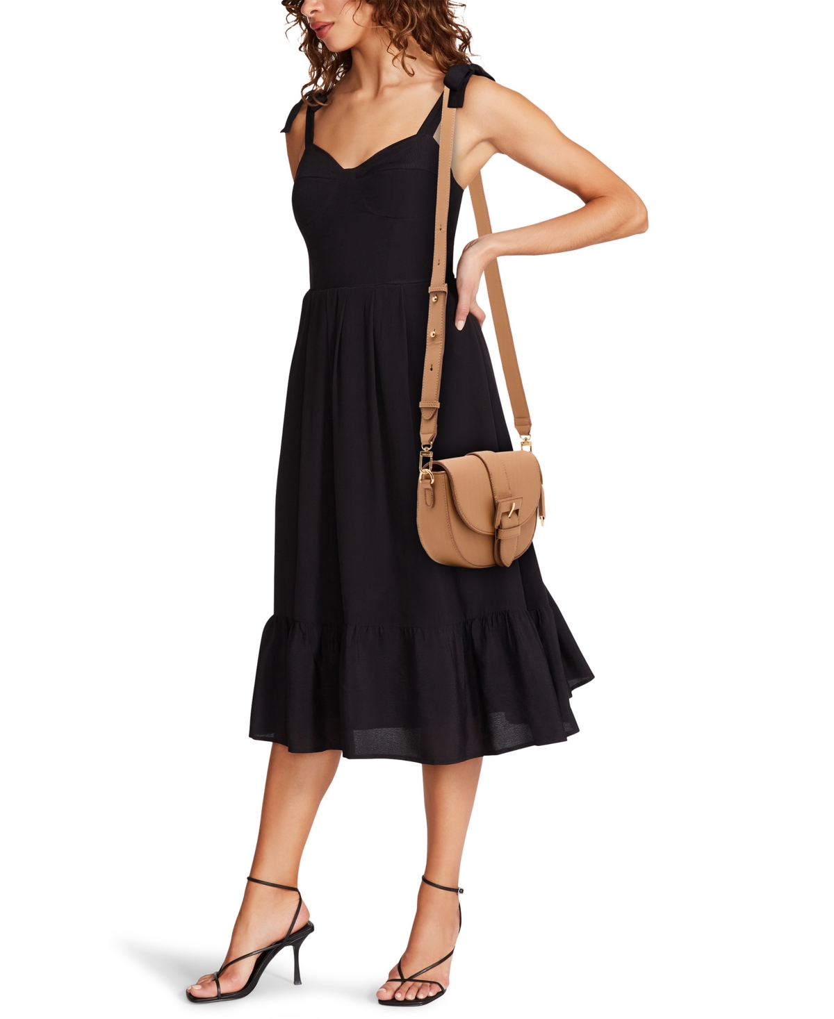 Anne Klein Covered Buckle Small Crossbody Bag In Brown