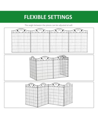 Backyard Garden Decorative Fencing with 4 Panels and Steel Wire Frame