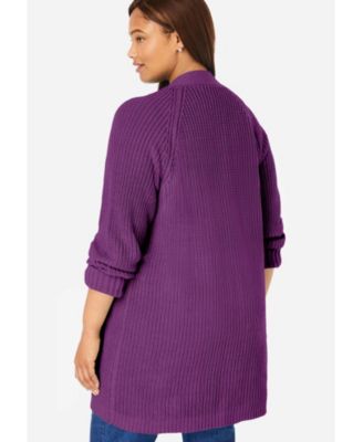 Plus Size Within Button-Front Shaker Cardigan