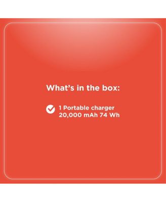 Portable Charger Power Bank 20,000 mAh 74 Watt Hour With Digital Display and USB A and USB C Fast Charging 2309276 Black