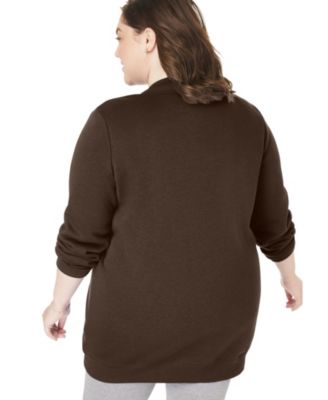 Plus Size Fleece Baseball Jacket