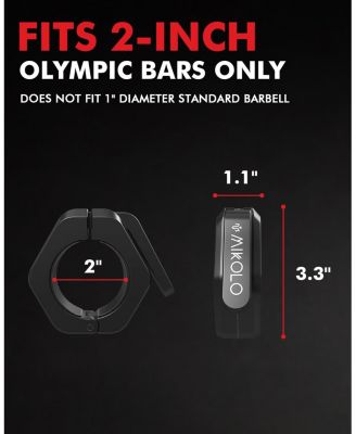 Barbell Clamps,2-Inch Olympic Barbell Clips with Anti-Slip TPR Lining and Quick Release for Home and Gym Use, (Red)
