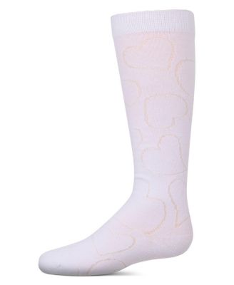 Big Girls Stretch Cotton Multi Heart Design Knee Sock