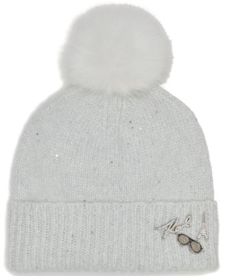 Women's Boxed 2-Piece Karl Jumble Muffler And Sequin Knit Beanie Gift Set