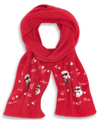 Women's Embroidered Karl Hearts Scarf