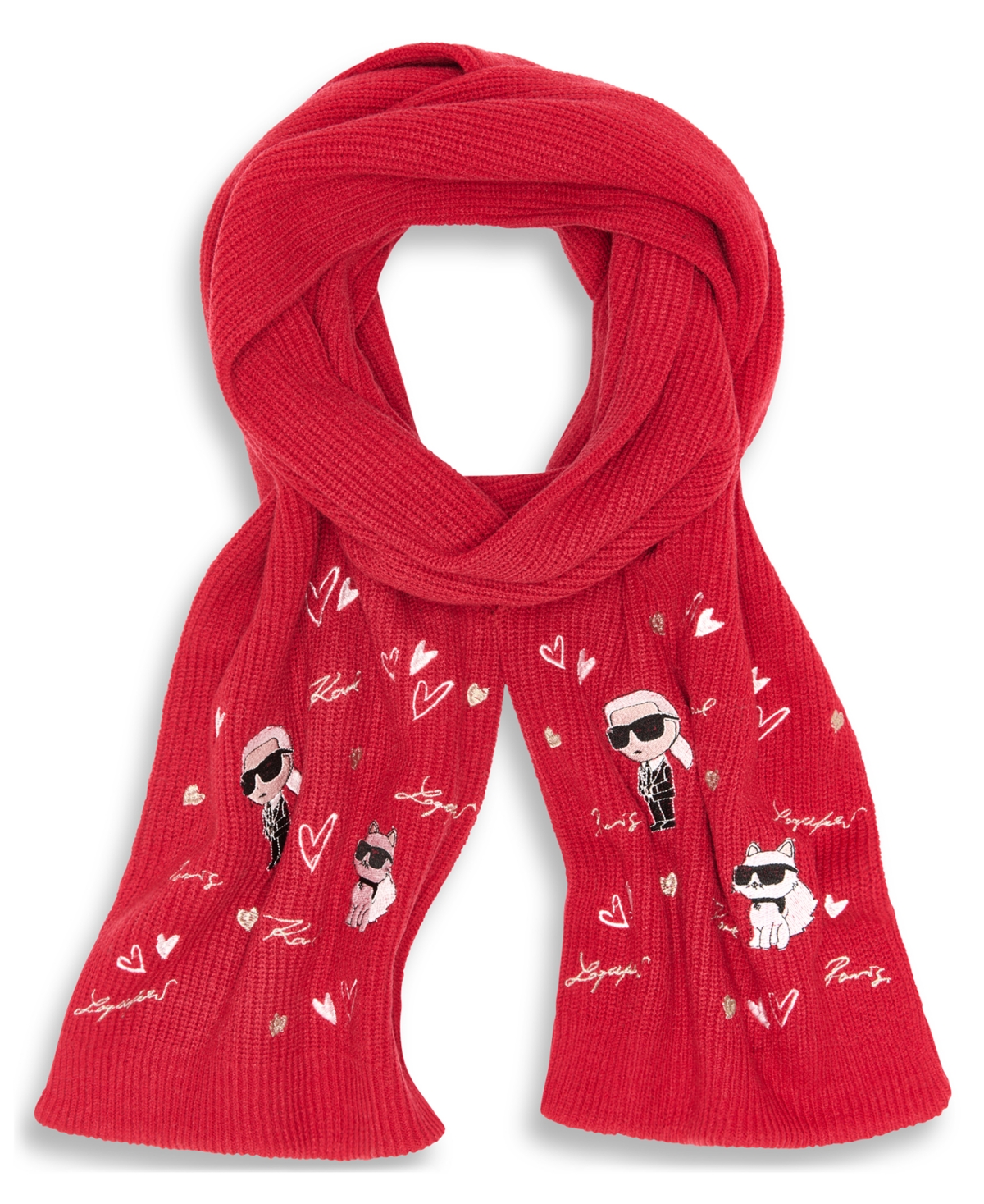 Karl Lagerfeld Paris Women's Embroidered Hearts Scarf