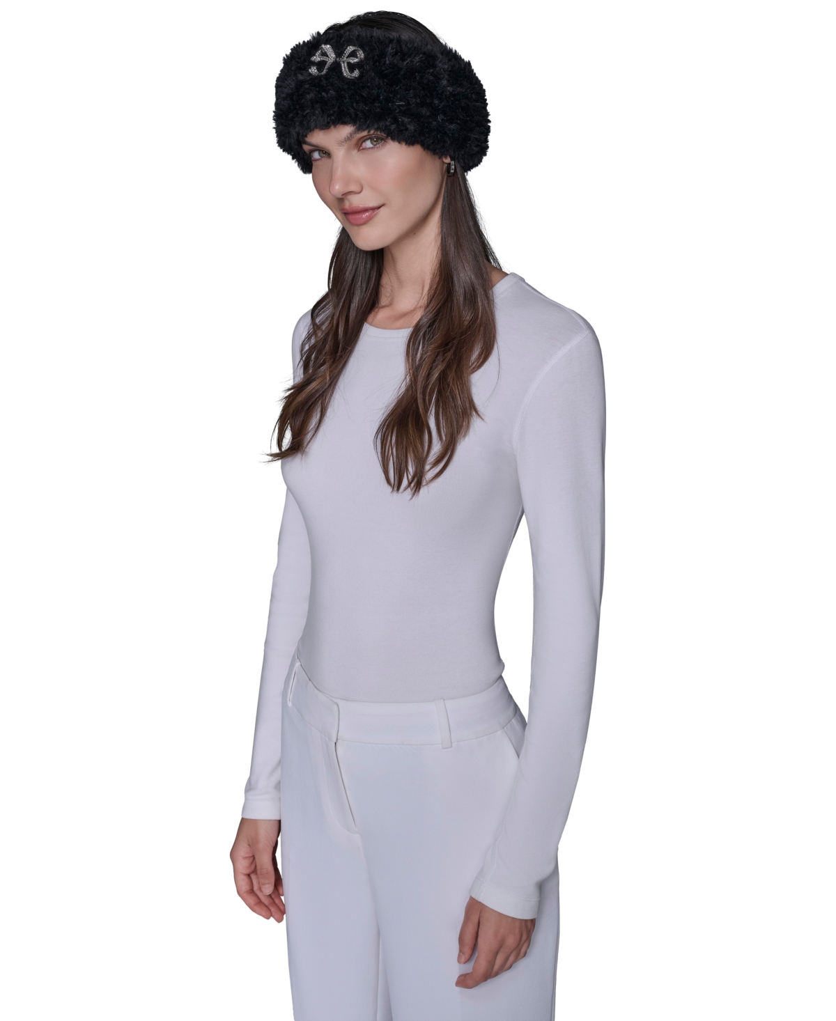 Karl Lagerfeld Women's Bow Applique Headband In Black