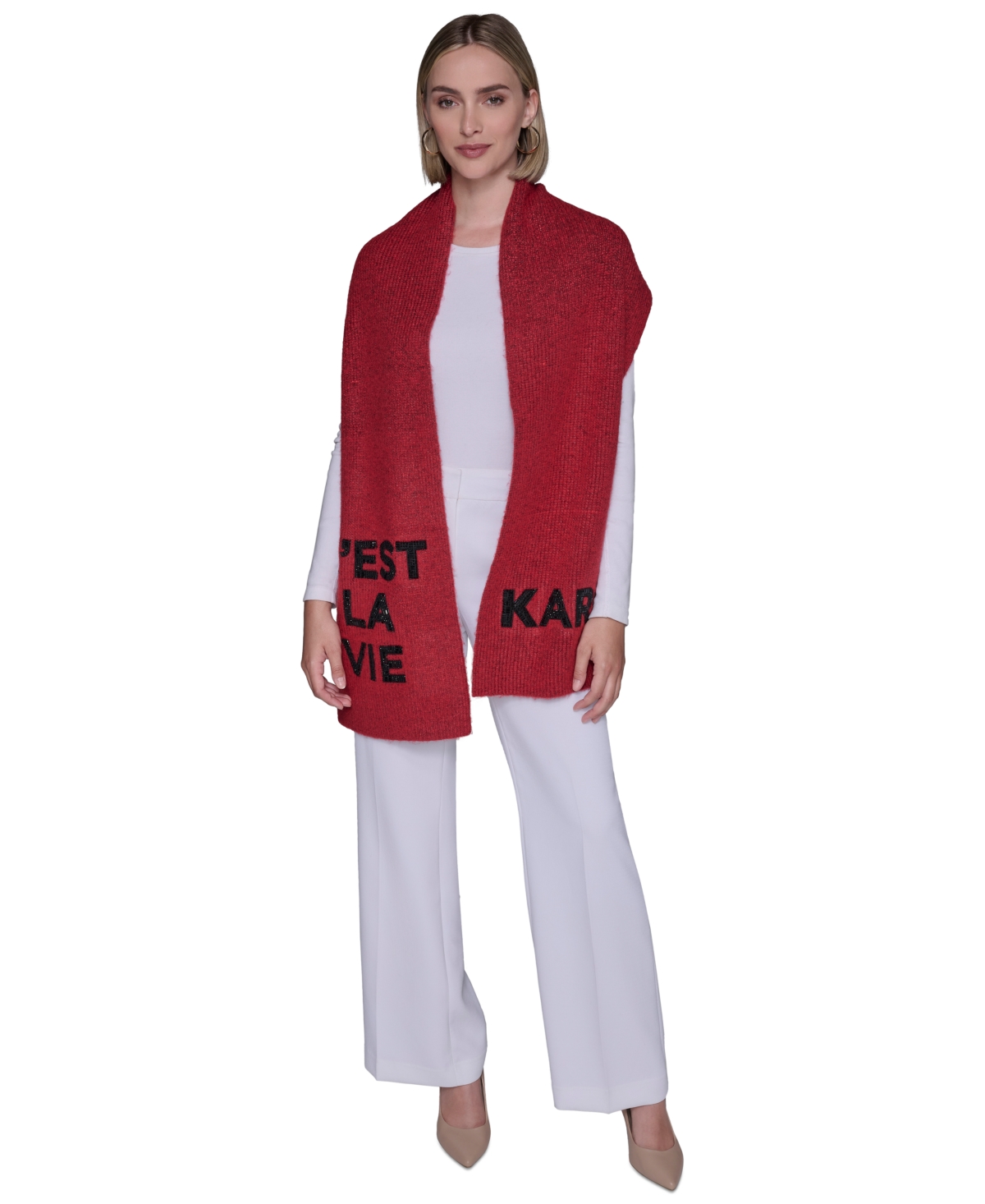 Karl Lagerfeld Women's C'est La Vie Scarf In Red