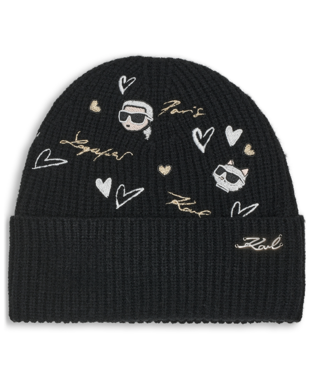 Karl Lagerfeld Paris Women's Embroidered Beanie
