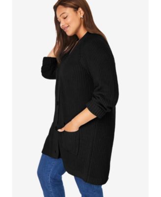 Plus Size Within Button-Front Shaker Cardigan