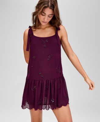 Women's Beaded-Front Mini Dress