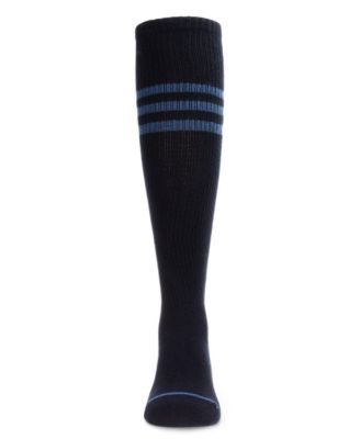 Big Girls Thin Ribbed Sport Stripe Cotton Blend Knee High Socks