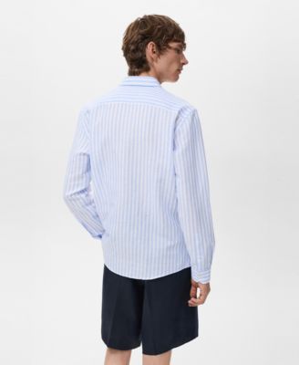 Men's Regular-Fit Striped Cotton-Linen Shirt