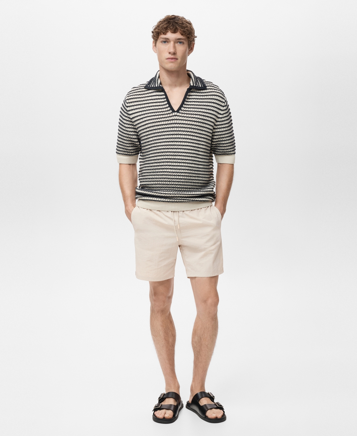 Mango Men's Basic Drawstring Swimsuit In Neutral