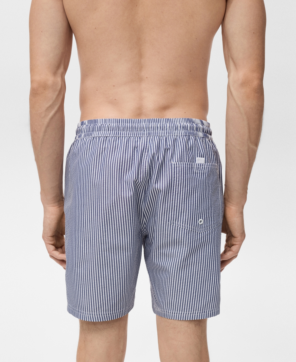 Mango Men's Seersucker Swimming Trunks In Blue
